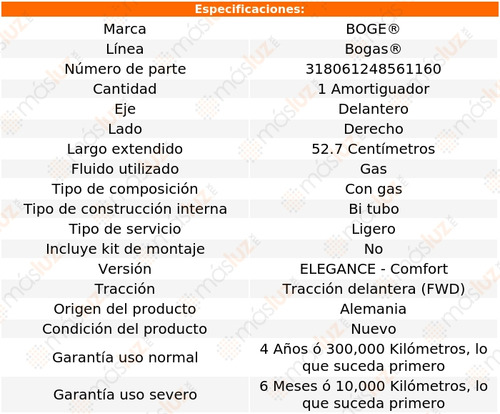 (1) Amortiguador Gas Der Del Vectra V6 3.2l 03 Boge Bogas Foto 2