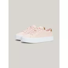 Tenis De Lona Rosa Con Talón Metalizado Tommy Hilfiger Mujer