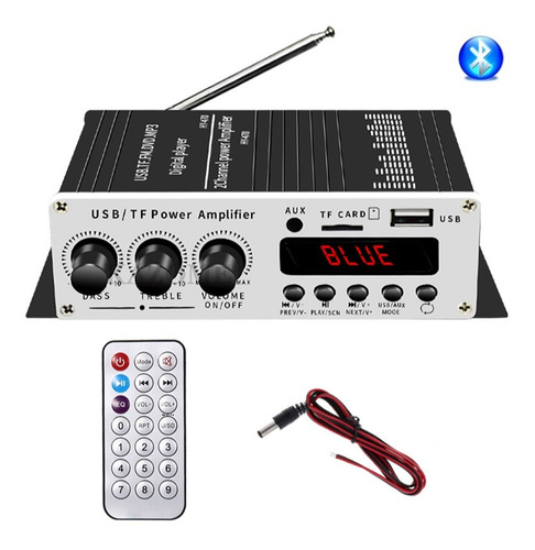 Amplificador Auto Moto Casa 12v Fm Usb Tf Bluetooth Aux Mp3