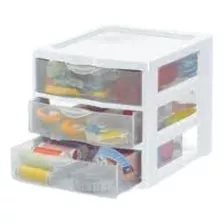 Mini Gaveteiro Premium Organizador Pequeno 3 Gavetas Branco