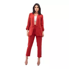 Blazer Feminino Alfaiataria Alonga Com Forro Elegante