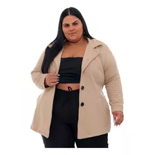 Sobretudo 4 Botões Casaco Moleton Flanelado Plus Size