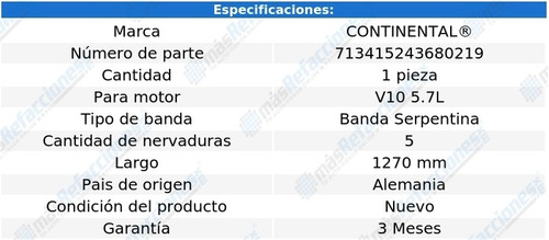 Banda Serpentina 1270 Mm Carrera Gt V10 5.7l 04-06 Foto 4