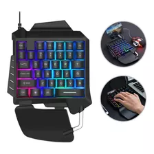 Teclado Gamer Para Jogos Iluminação Rgb Uma Mão Teclas Led