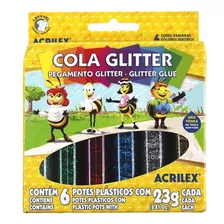 Cola Líquido Acrilex Colorida Com Gliter 6 Cores 23g