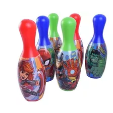 Juego Bowling Pinos Bolos Con Pelota Super Hero Tapimovil