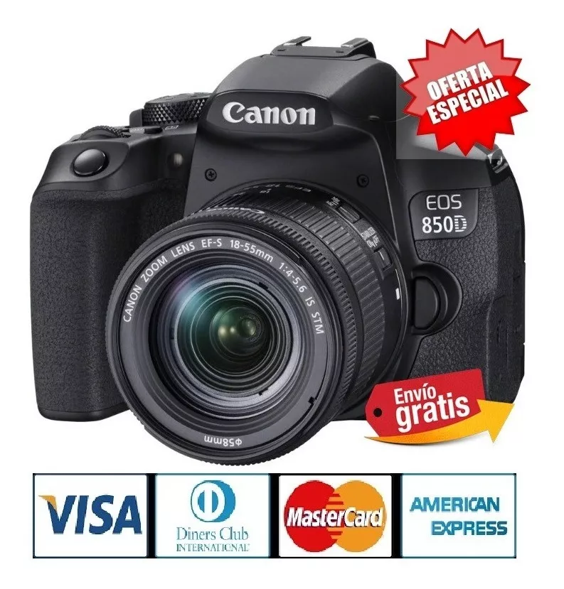 Camara Canon 850d T8i +lente 18.55m 24,1 Mpx 4k Wifi Tactil