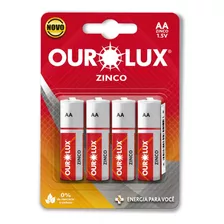 200 Pilhas Baterias Aa Ourolux Zinco 2a - 50 Blister C/4