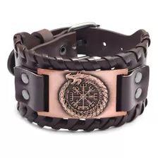 Brazalete Cuero Vikingo Dragón Uroboros Pulsera Nórdica