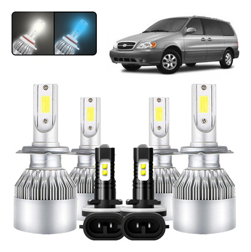 1 Par, 6000k H11b Bombillas Focos Led Luz Alta Y Baja Kia Sedona