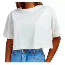 Camiseta Cropped Feminino Tshirt Blusa Estilosa Larguinha