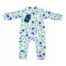 Roupa Infantil Bebê Macacão Vira Pé Dino 100% Algodão