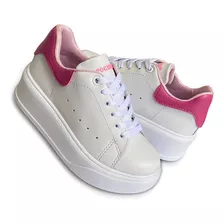 Zapato Deportivo Casual Niña Style Blancos Rosa 2 Pocholin