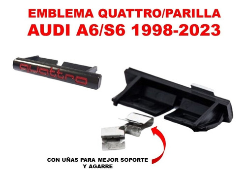 Emblema Quattro/parilla Audi A6/s6 1998-2023 Negro/rojo Foto 3