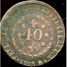 Moeda Do Brasil Império 40 Réis 1829 R Cobre C601 L.1168