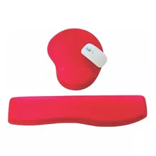 Kit Mouse Pad Ergonômico + Apoio P/ Teclado Vermelho