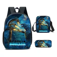 Mochila Escolar Para Estudiantes Godzilla De 3 Piezas