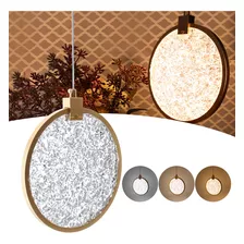 Luminária Pendente Disco Cristal Dourado 3 Cores Pd1106