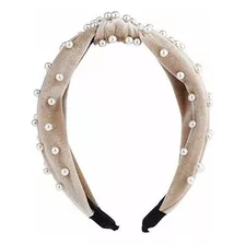 Diademas - White Pearls Criss Cross Fabric Head Wrap Fashio