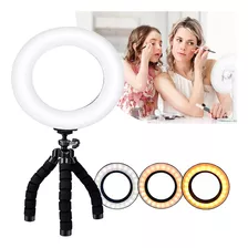 Ring Light De Mesa Iluminador De Led Tripé 6 Polegadas 16cm