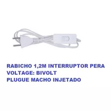 10 Rabichos 2m Branco Abajur Luminária Int Botão 110/220v