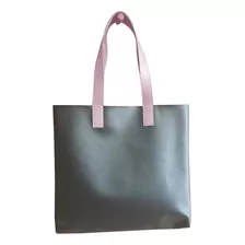 Bolsa De Ombro Tipo Sacola Preta Com Alça Rosa Claro