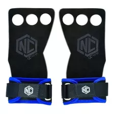 Luvas Grip Cross Pull Up Couro Protetor Palmar 3 Furos Nc Cor Azul Tamanho M