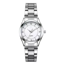 Reloj Mujer Acero Inoxidable Elegante Metal Contra Agua Cx Color De La Correa Blanco