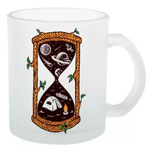 Caneca Vidro Jateado Ampulheta-tempo-universo-planetas