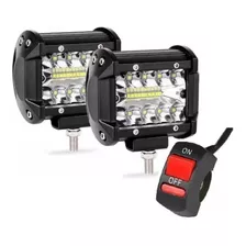 Par Faros Auxiliar Led 60w Spot/flood Cree Para Moto + Tecla