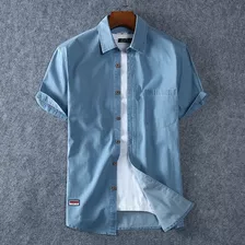 Camisa Vaquera De Manga Corta Para Hombre Y Vaquero Casual D