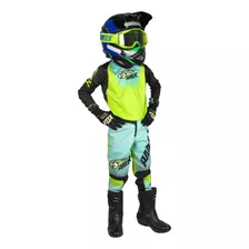 Conjunto Infantil Motocross/trilha/bike Verde Neon Preto