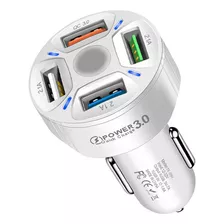 Turbo Cargador Para Auto Carga Rapida Qc 3.0 4 Puertos Usb