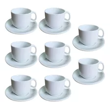 8 Xícaras De Cafe 200ml Porcelana Empilhável Hotel Branca