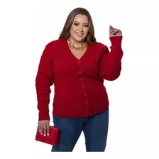 Casaco Plus Size Tricô Inverno Tamanho G1 48/50 Frio Confy