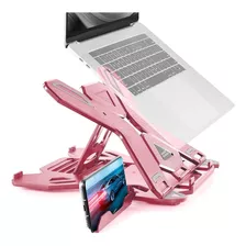 Soporte Base Notebook Y Celular Ajustable Hasta 17 Pulgadas Color Rosado