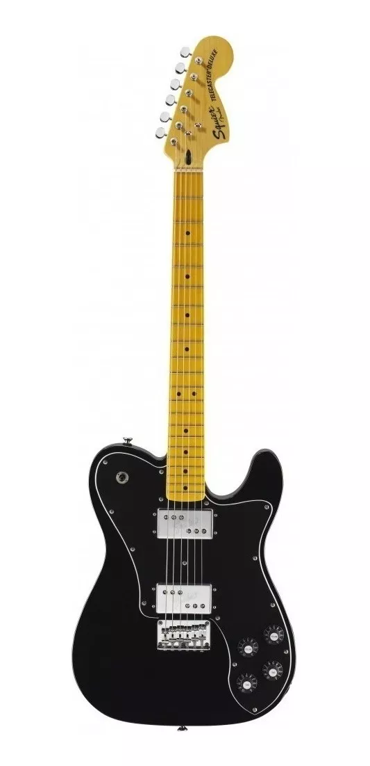 Guitarra Eléctrica Squier By Fender Vintage Modified Telecaster Deluxe De Tilo Black Brillante Con Diapasón De Arce