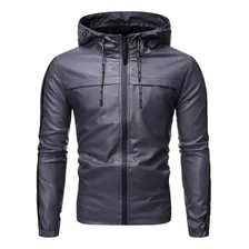 Chaqueta Casual De Cuero B New Para Hombre, Color Liso, Para