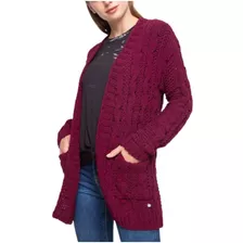 Cardigan Largo Saco Bolsillo Trenza Suave Abrigado Importado