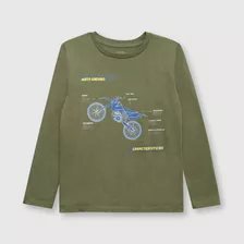 Polera De Niño Moto Oliva (2 A 12 Años)