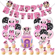 Pack Cumpleaños Minnie Guirnalda Globos Y Mas - Globifiesta