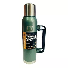 Termo Inoxidable 1,3lt Con Manija Lusqtoff Color Verde Con Logo