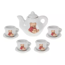 Jogo Mini Café Porcelana Decoração Floral Bule Xícara Pires