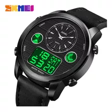 Relojes Impermeables De Cuero Luminosos Skmei Led Color Del Bisel Negro