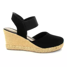 Sandália Espadrille Feminina Anabela Nobuck Com Elástico