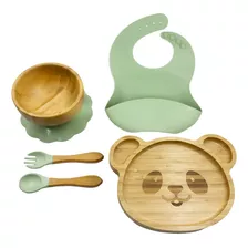 Set De Alimentación Para Bebé Diseño De Animales En Bambú