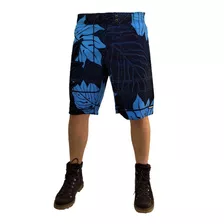 Bermuda Água Boardshorts Gangster Surf Floral Folhas Logo 