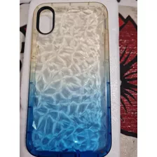 Carcasa De Silicona Para iPhone XS. Diseño Desgaste Azul.