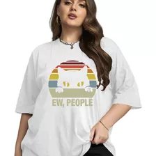 Camiseta Impressão Gato Estampada Minimalista Fit Oversized