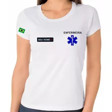 Camiseta Algodão Feminino Profissional Enfermeira Bordado